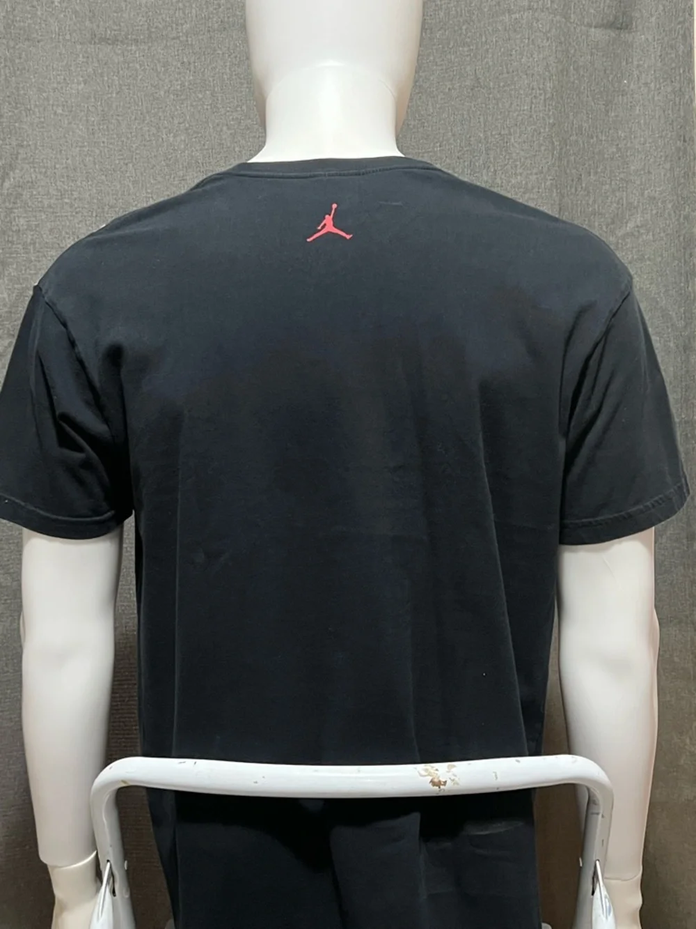 Jordan Men's Black Short Sleeve V-Neck Tee with Red Jumpman and Gray Accent - Picture 2 of 8